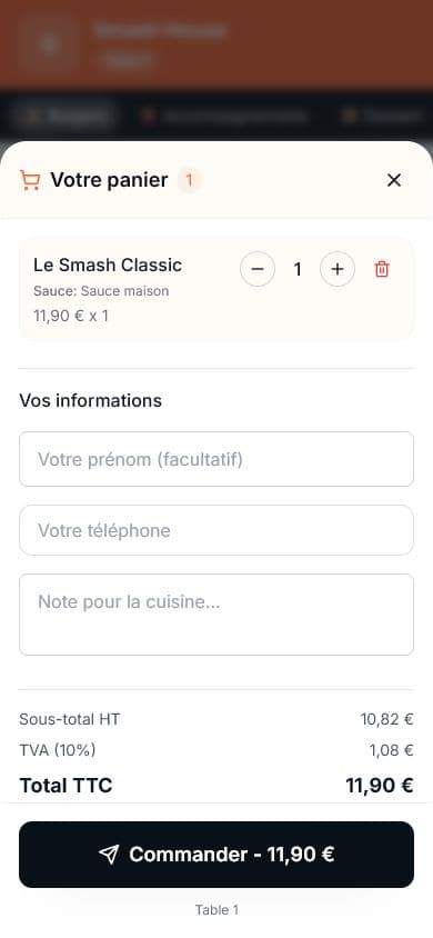 Qwick Order côté client — Récapitulatif & paiement